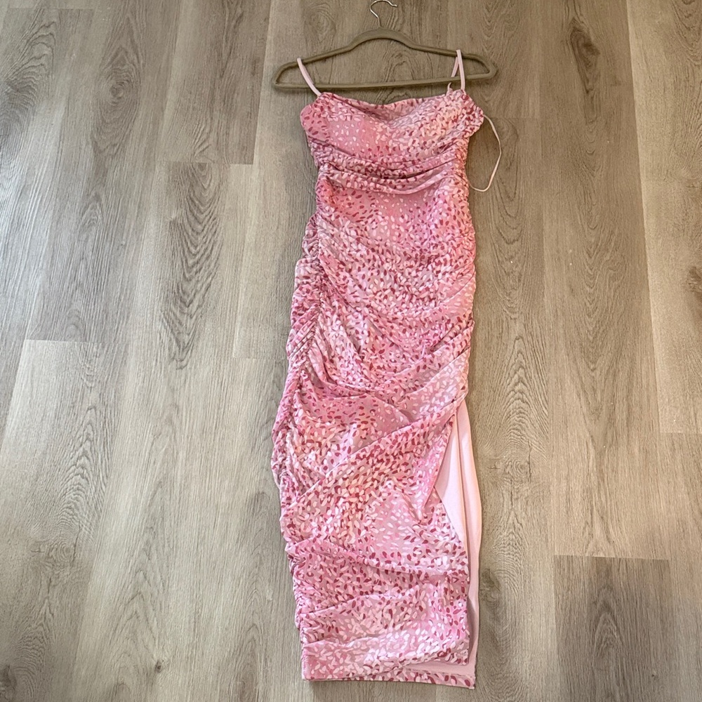 Express Blush Pink Ruched Maxi Dress